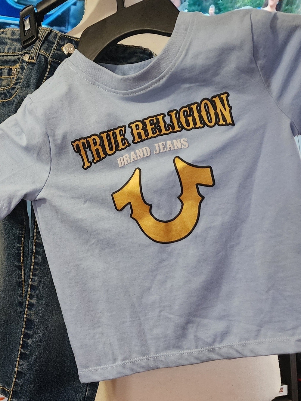 True Religion Kids Light Blue Tee with Gold Logo Sz 3T NWT